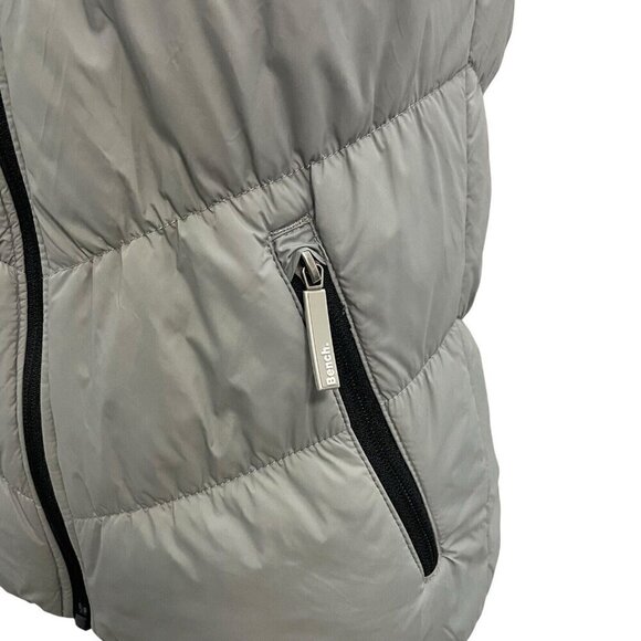 BENCH Puffer Vest Packable Hood Full Zip Pockets Gray Women's size XS - Picture 2 of 10